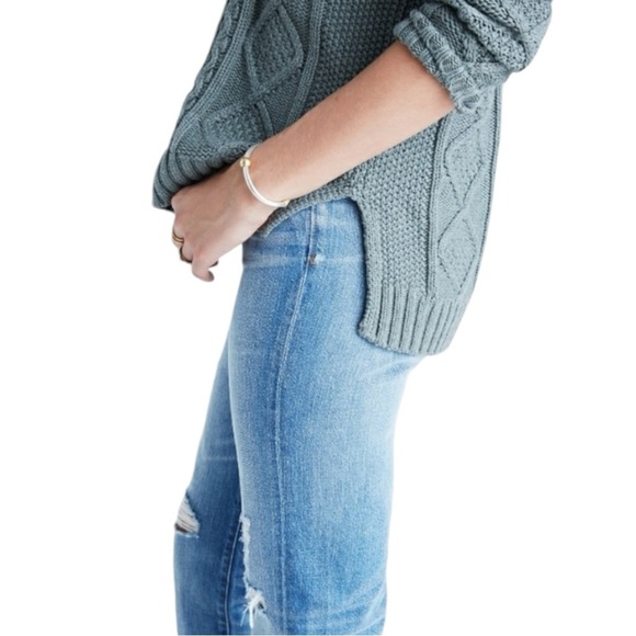 Madewell Classic Cable Knit Pullover Sweater Sage Green Size Small - Picture 3 of 15